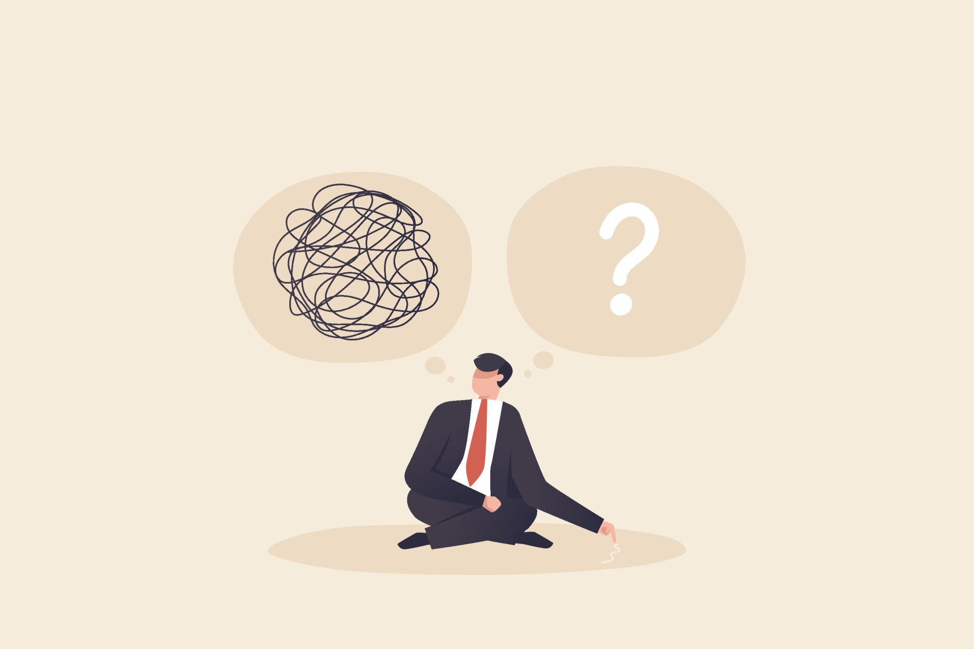 Man sitting with puzzled mind