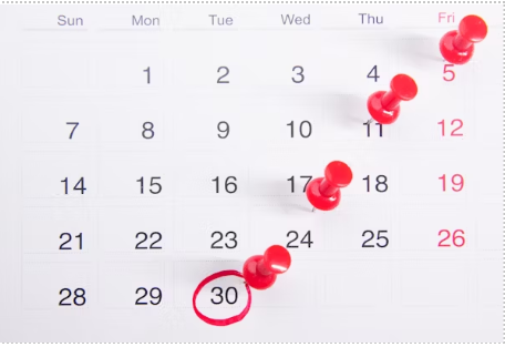 calendar showing countdown to deadline